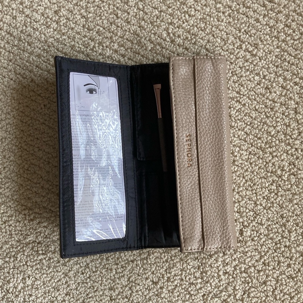 Sephora Brush Set and Leather Brush Case *Contains 3 Brand New Brushes NIB